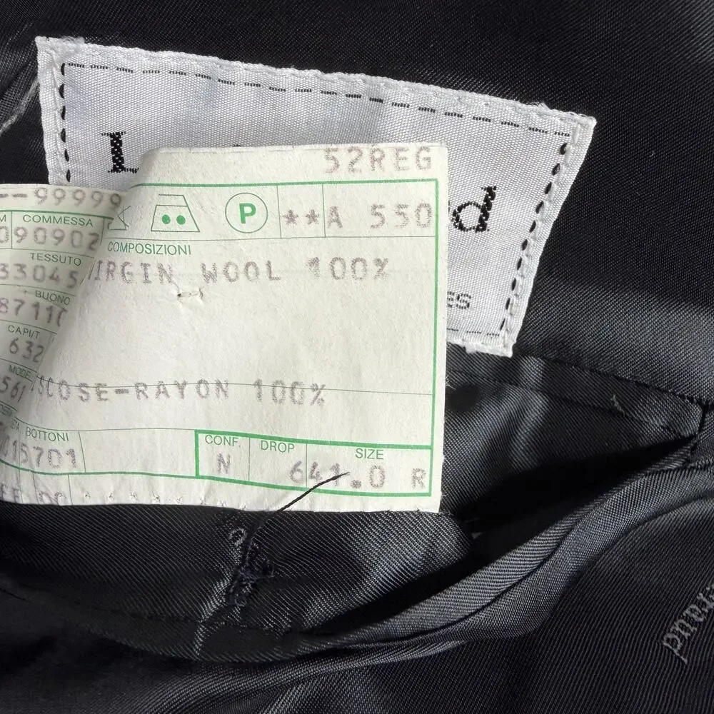 Louis Feraud Blazer 41R black Double Breasted Gold Button 100% Virgin Wool